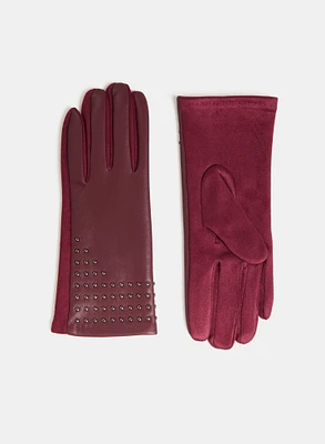 Studded Vegan Leather Gloves