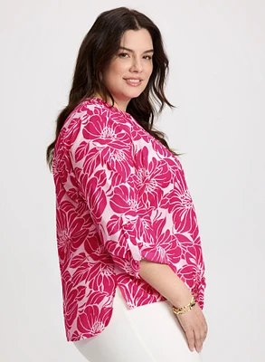 Blouse florale à manches 3/4