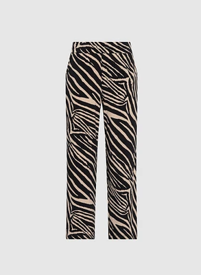 Olivia Zebra Print Wide-Leg Pants