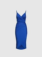 Sleeveless Ruched Wrap-Over Dress