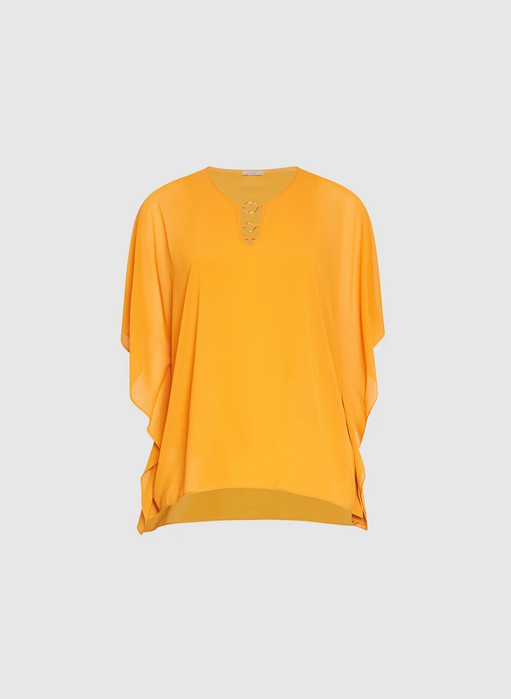 Ring Detail Chiffon Blouse