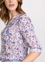 Geometric Stretch Cotton Blouse