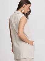 Blouse rayée en mélange de coton et lin