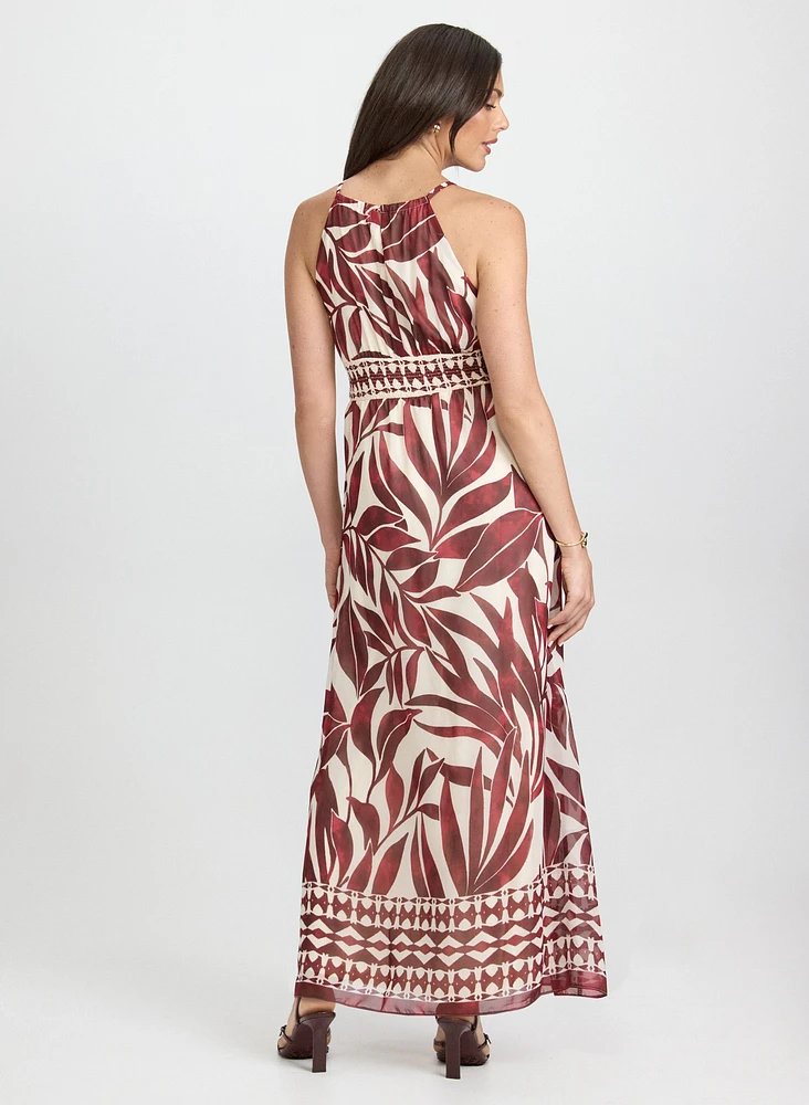 Leaf Print Maxi Dress