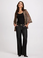 Paisley Print Cover-Up & Flare Leg Jeans