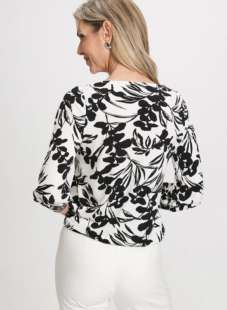 Floral Bouffant Sleeve Top