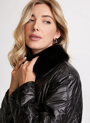 Removable Faux Fur Collar Jacket