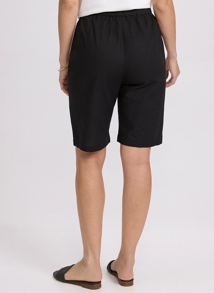 Linen-Blend Bermuda Shorts