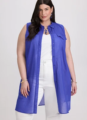 Button-Down Voile Blouse