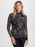 Abstract Floral Print Top