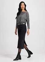 Houndstooth Jacquard Knit Top