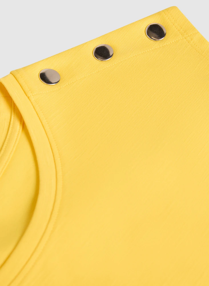Metallic Button T-Shirt