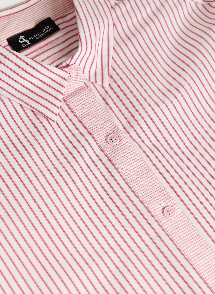 Blouse rayée en mélange de coton