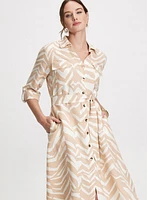 Robe boutonnée en mélange de lin