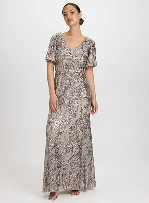 Robe à motif floral en paillettes