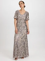 Robe à motif floral en paillettes