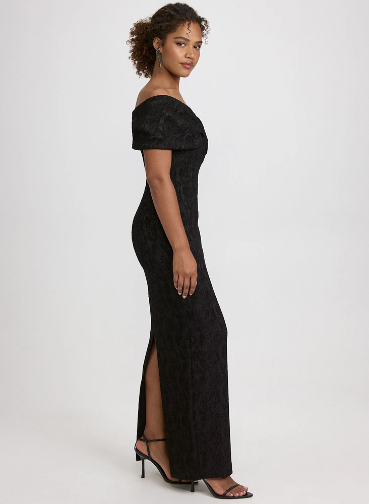 Off-The-Shoulder Textured Dress