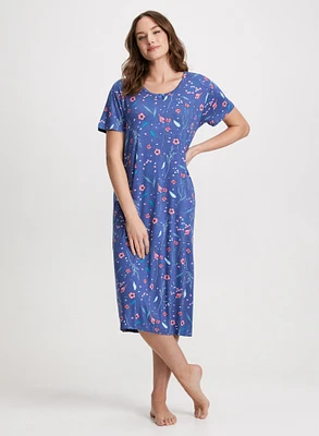 Robe de nuit imprimée à manches courtes