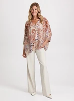 Paisley Print Blouse & Wide Leg Pants