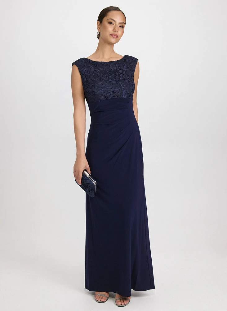 Lace Cowl Back Dress