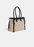 Sac à main à motif diamant et franges