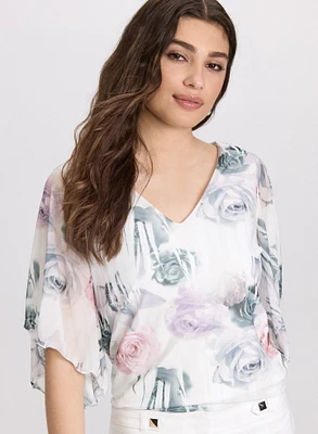 Blouse à motif de roses