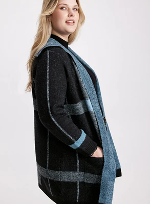 Cardigan tunique carreauté