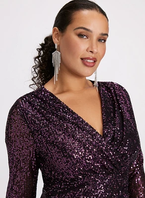 Ruched Sequin Embellished Dress