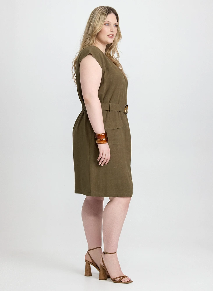 Robe en lin extensible à ceinture