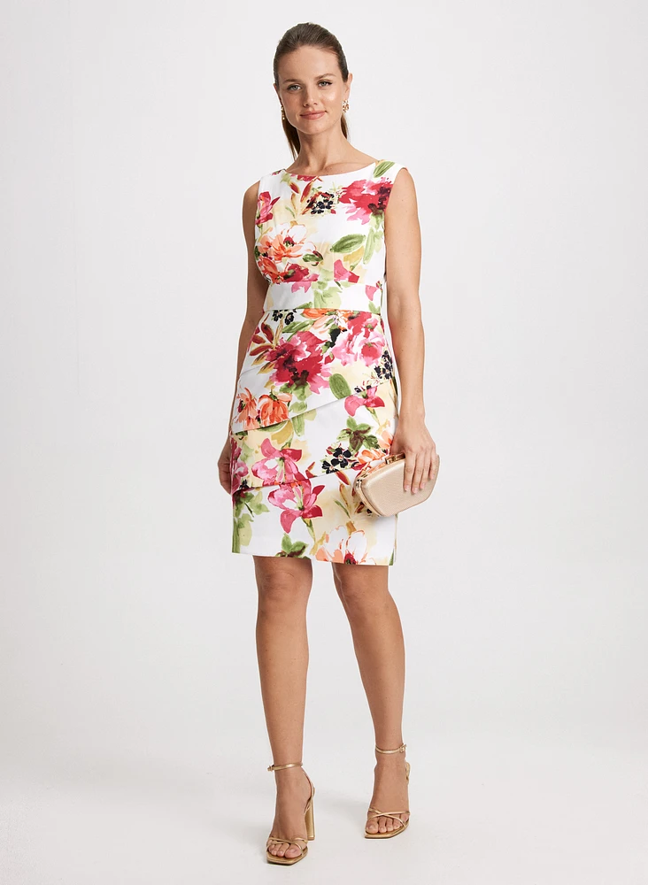 Tiered Skirt Floral Cocktail Dress