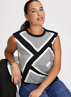 Drop Shoulder Geometric Print Top