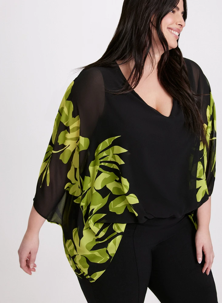 Joseph Ribkoff - Sheer Floral Print Blouse