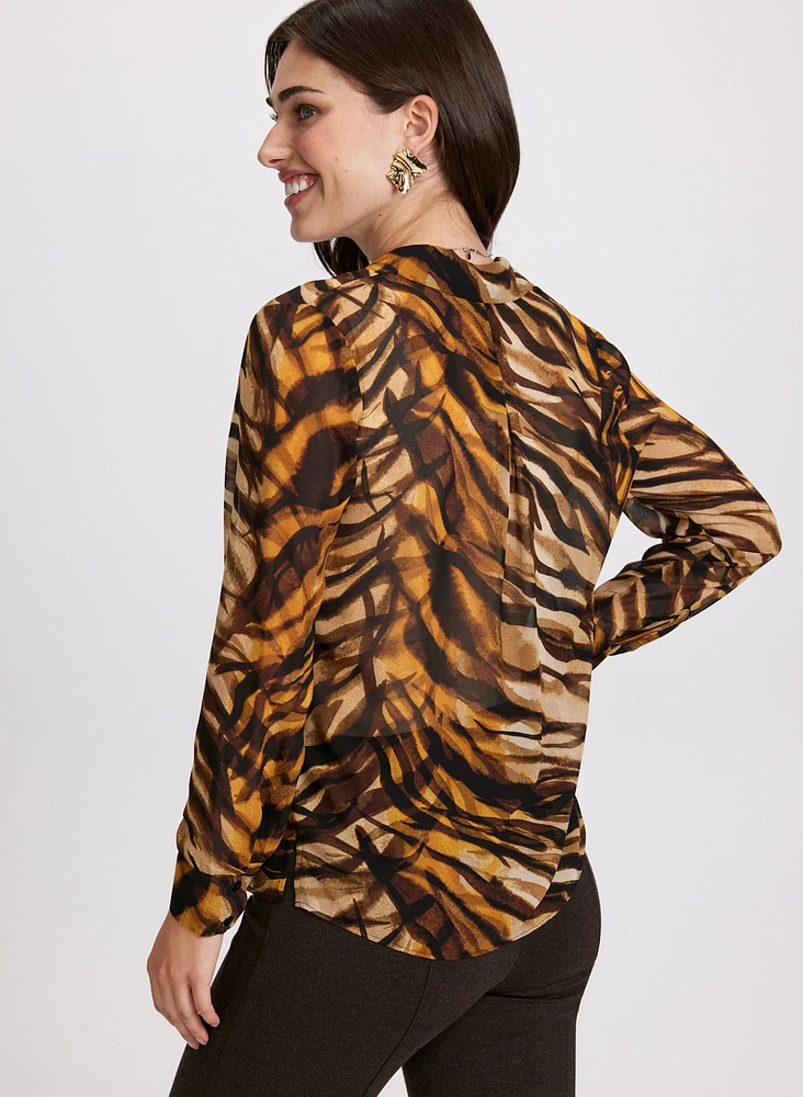 Animal Print Button Down Blouse