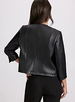 Embroidered Vegan Leather Jacket