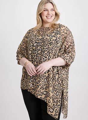 Asymmetric Animal Print Blouse