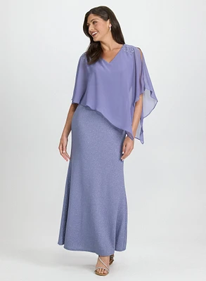Embellished Capelet Overlay Dress