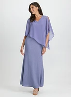 Embellished Capelet Overlay Dress
