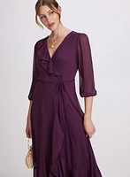 Flounce Front Chiffon Dress