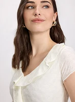 Textured Ruffle Front Top