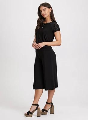 Pull-On Wide-leg Capris