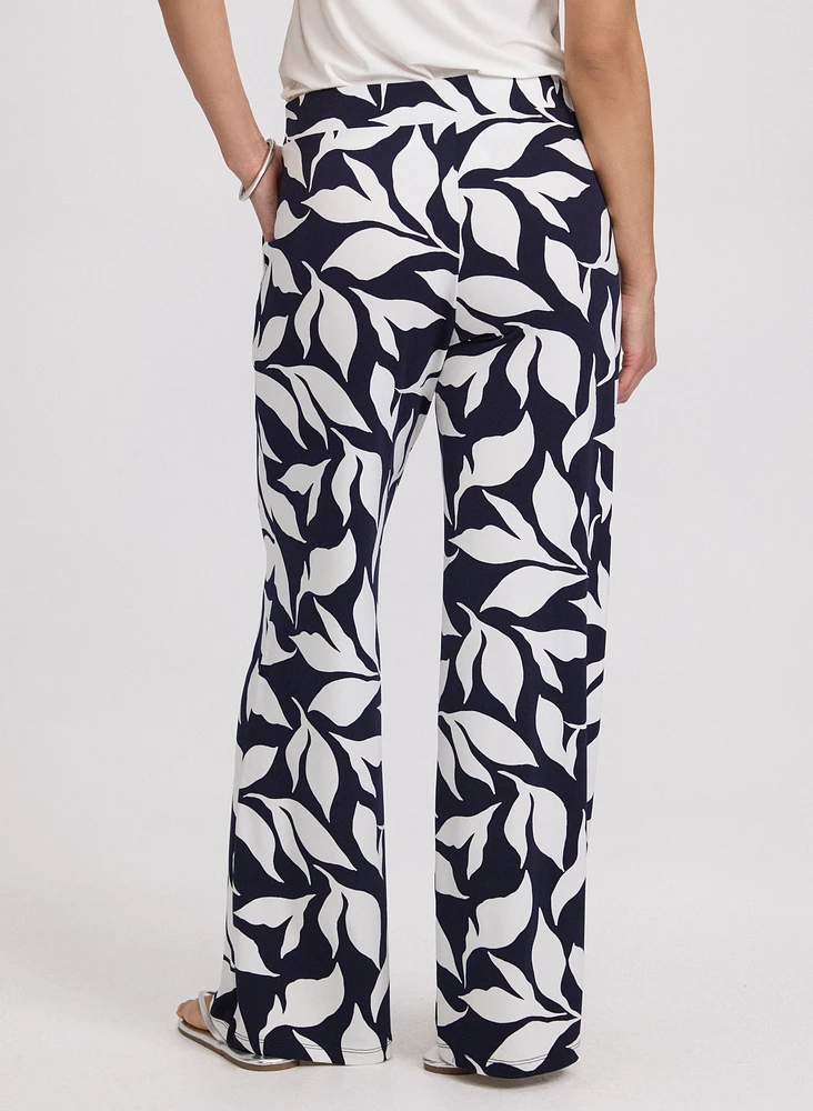 Pantalon Olivia large à motif feuilles