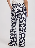 Pantalon Olivia large à motif feuilles
