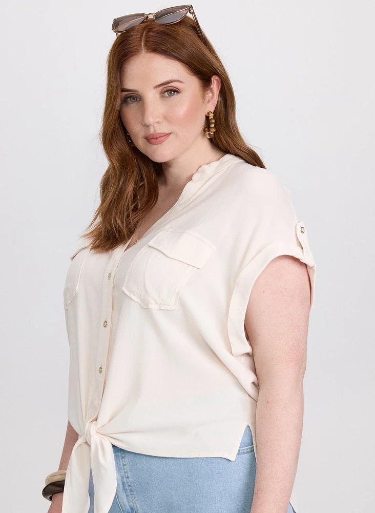 Blouse boutonnée à ourlet nou