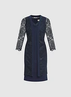 Lace Jacket & Crepe Dress Set