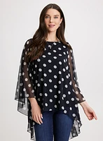 Blouse poncho à pois