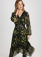 Robe midi en chiffon plissé