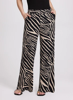 Olivia Zebra Print Wide-Leg Pants