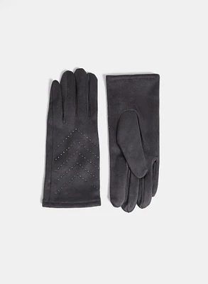 Gants en faux suède à pierres