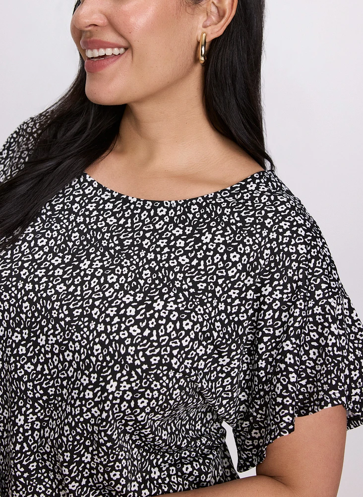 Floral Flutter Sleeve Top