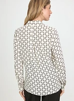 Geometric Button-Down Blouse